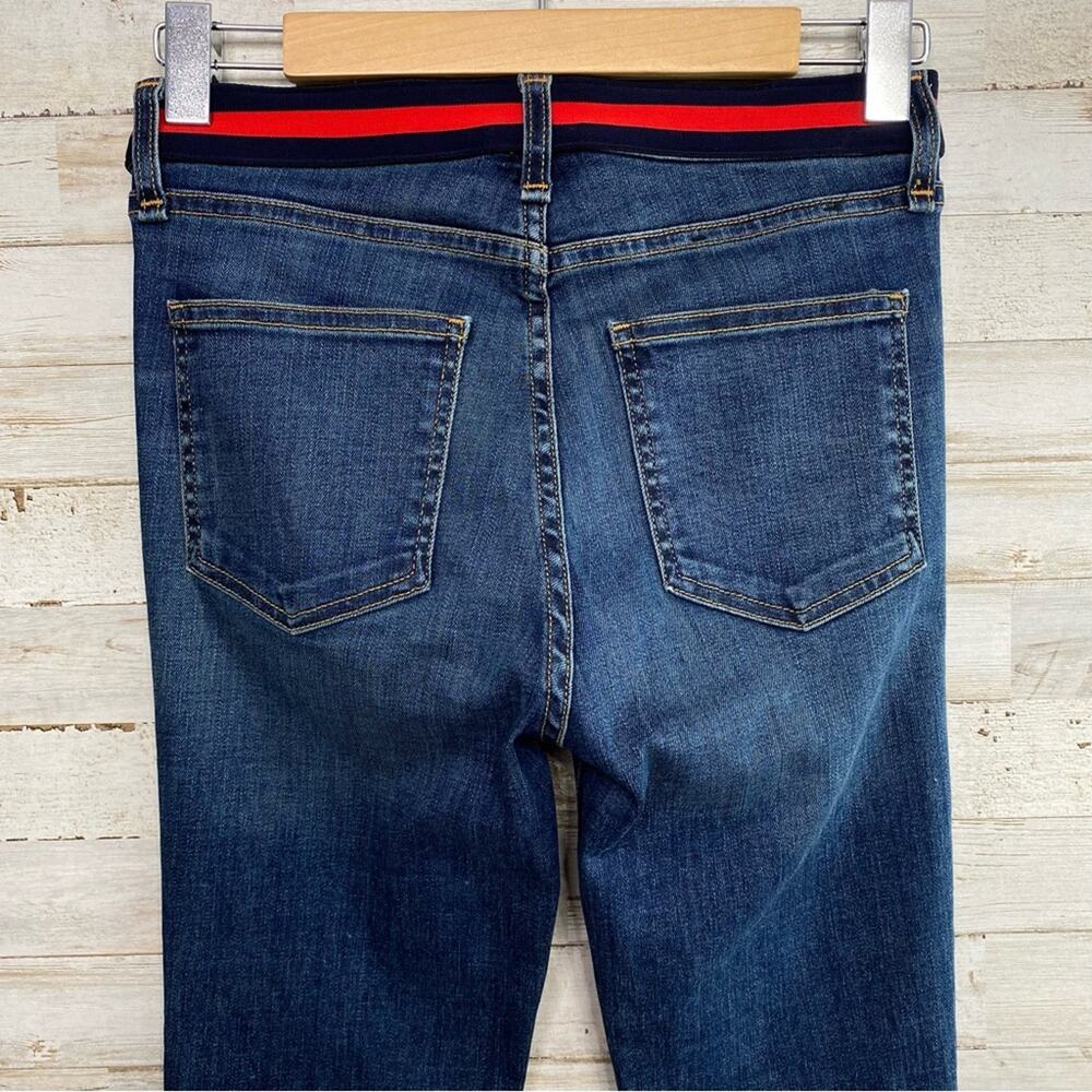 Veronica Beard Carolyn 10" Baby Boot Womens Size 26" Blue Tidal Tuxedo Waistband - Picture 12 of 16